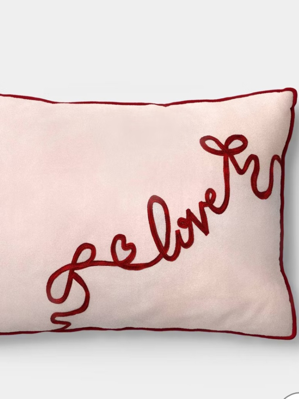 Set of 2 Target Threshold Pink Pillows with Red Embroidered Love Script